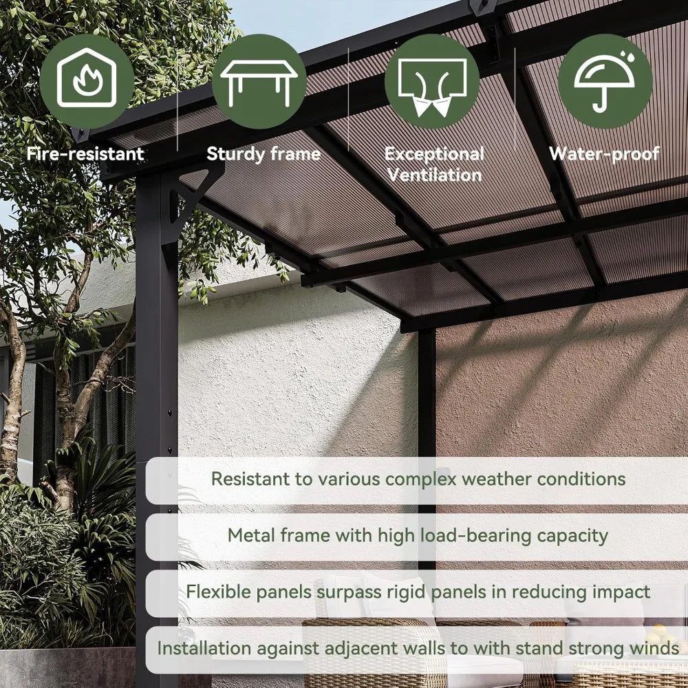 Hign-Concerned Gazebo Pergola With Sloped Roof For Patio