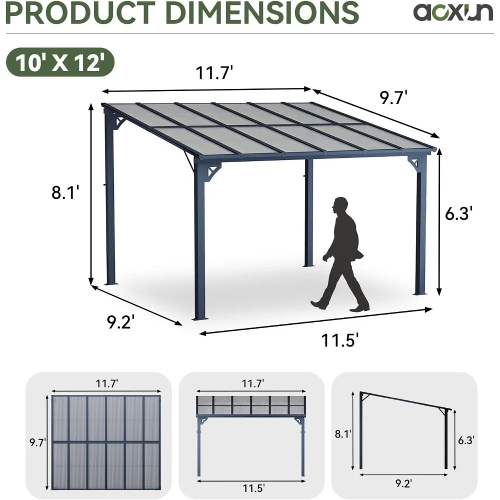 Hign-Concerned Gazebo Pergola With Sloped Roof For Patio