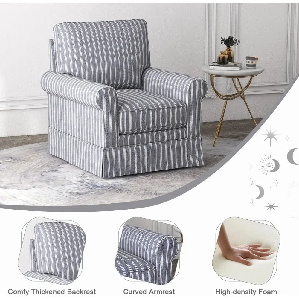 Sweet Blossoms Haven Swivel Barrel Chair Linen Mid Century