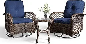 MKDK 3 Piece Patio Furniture Set Wicker Outdoor Bistro