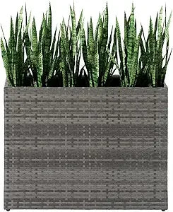 Lewis and Wayne Tall Planters for Outdoor Plants Handmade Wicker Large Rectangular Block Planter Box with Removable Liners Modern Design