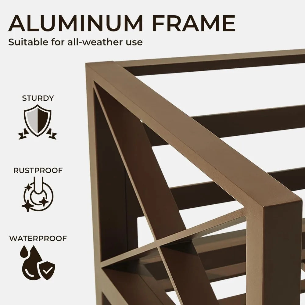 ANGDUO Outdoor Aluminum Patio Set All Weather Sofa Tables