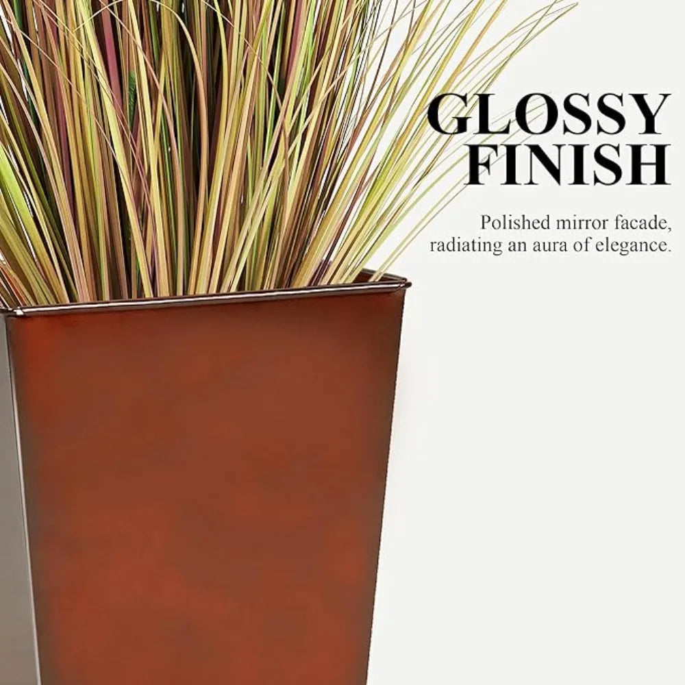 Worth Garden Glazed Metal Planters Set of 2 Square Pots