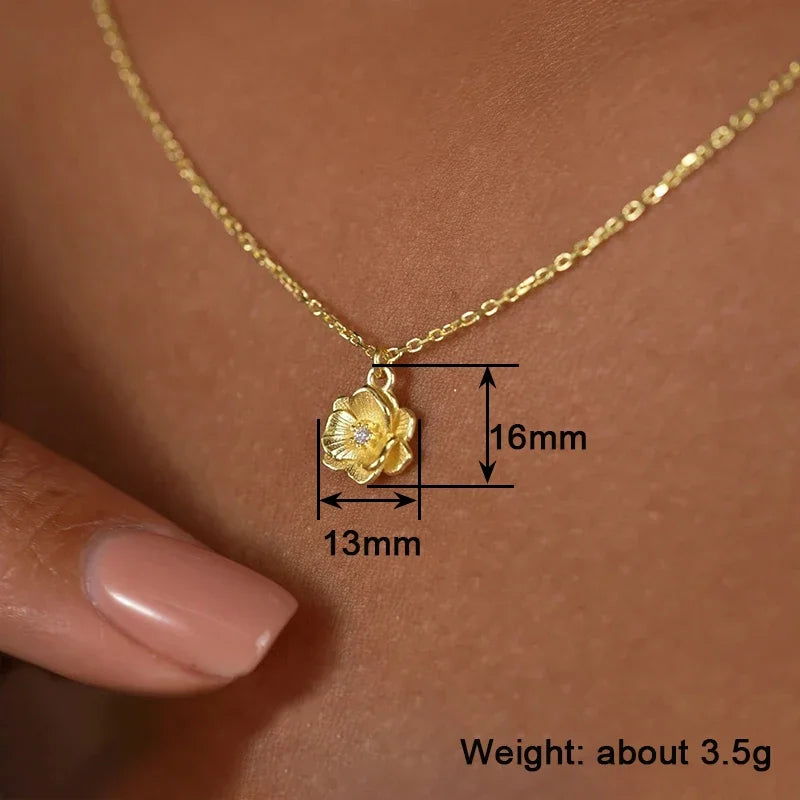 Huitan Opulent Flower Pendant Necklace For Women CZ