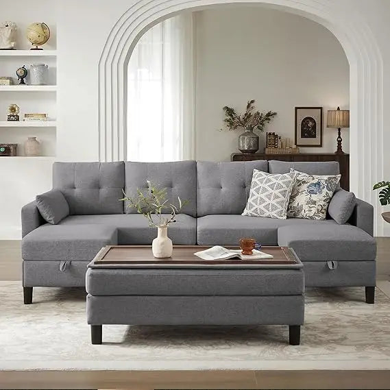 TANGXU Convertible Sectional Sofa Ottoman Coffee Table
