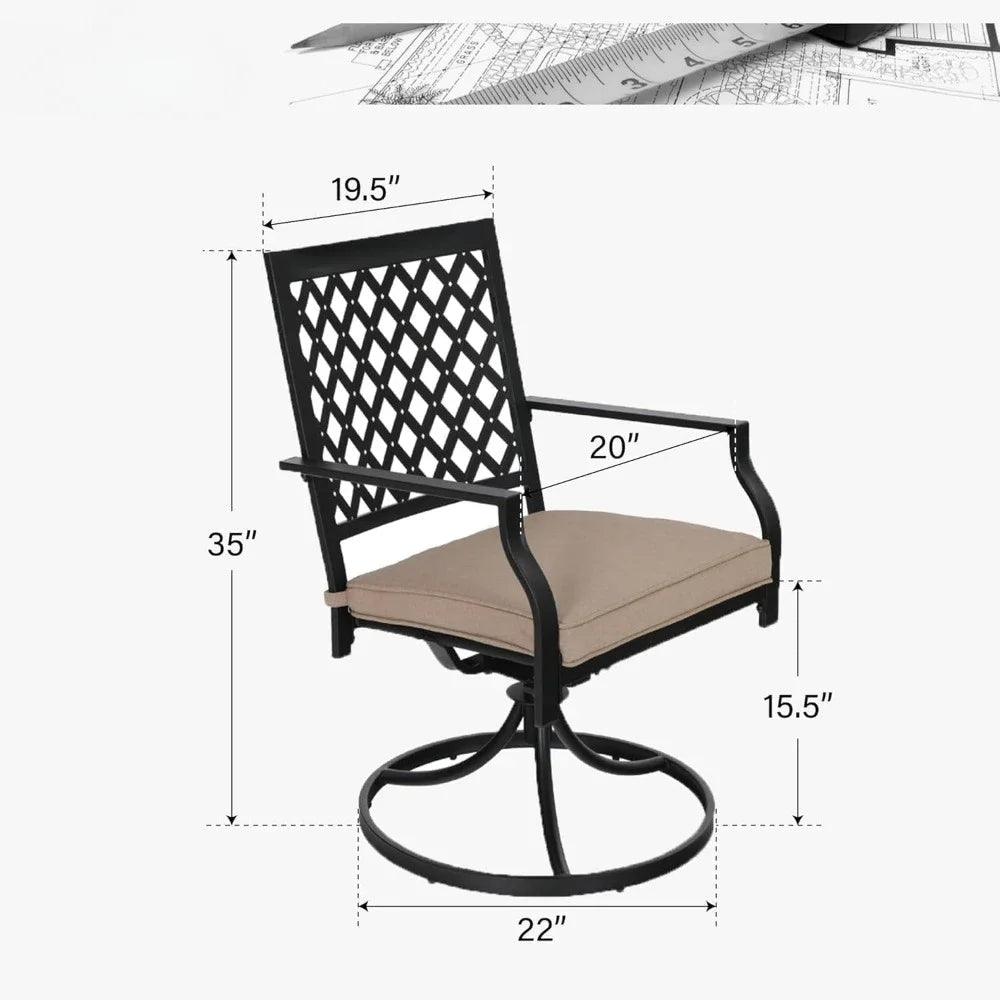 ANGDUO Outdoor Metal Swivel Chairs Set of 2 for Patio