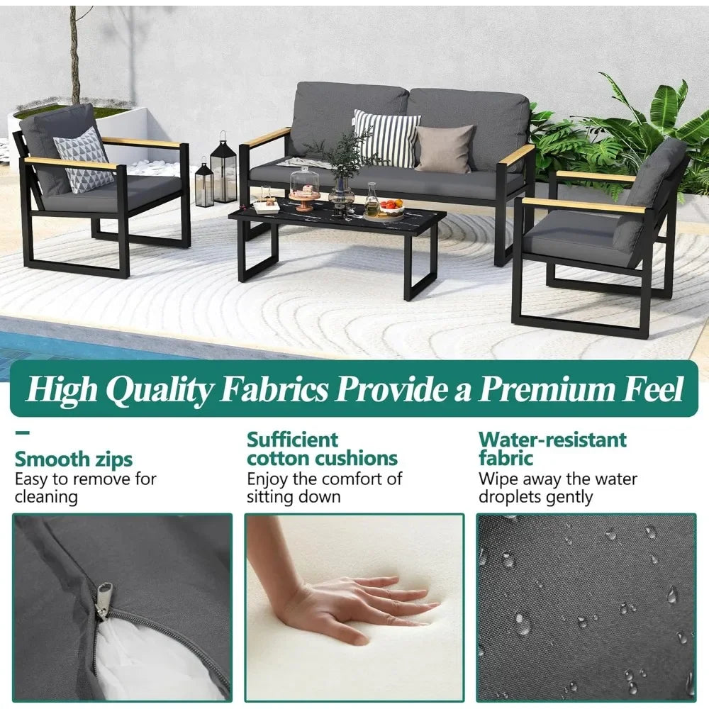 General Use Patio Furniture Set 4 Piece Outdoor Aluminum