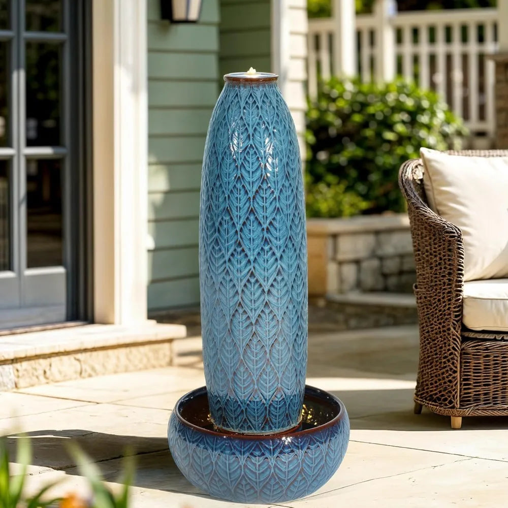 Autodaya Outdoor Ceramic Vase Water Fountain With LED Lights