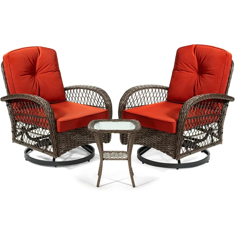 MKDK Patio Furniture Set Outdoor Wicker Bistro Rockers
