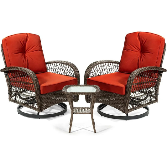 MKDK Patio Furniture Set Outdoor Wicker Bistro Rockers