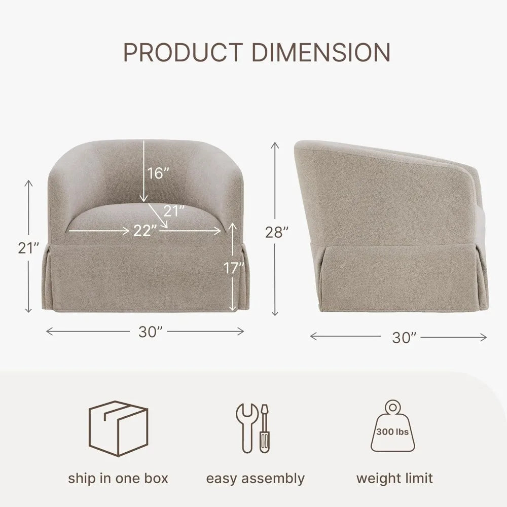 OEING Swivel Chair 360 Degree Upholstered Barrel Armchair