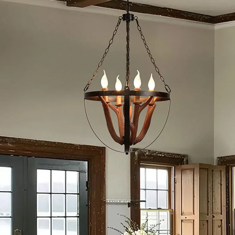 OUFU Deer Horn Pendant Lamp Rustic Industrial Chandelier