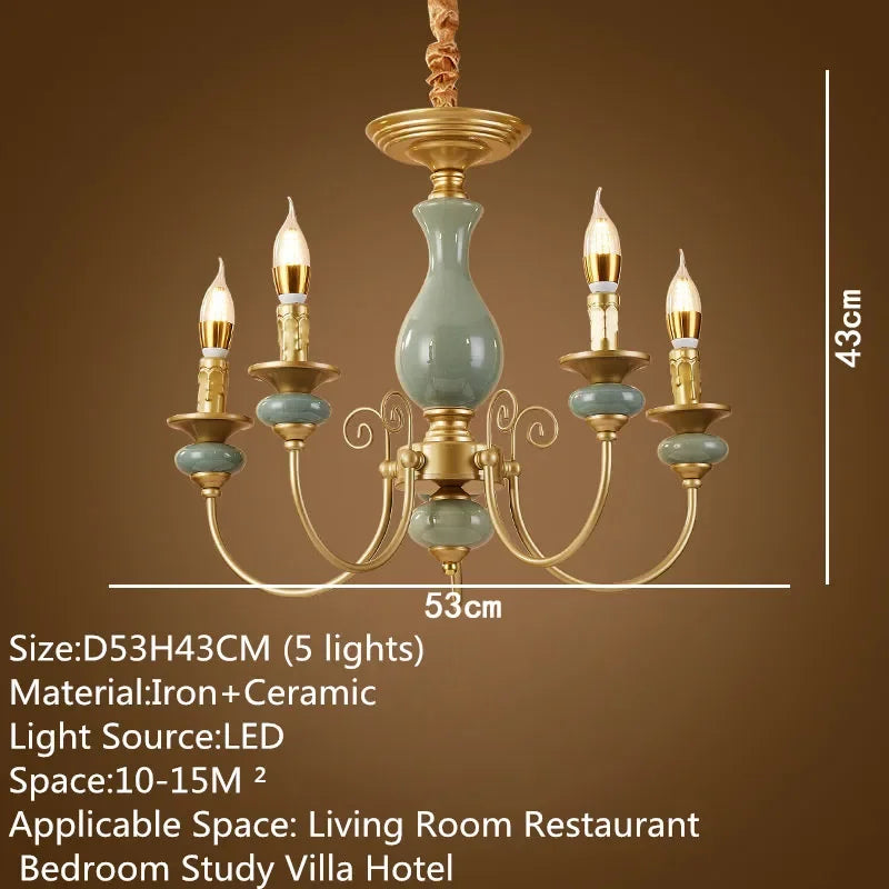 OUFULA European Candle Chandelier Led Pendent Lamp Fixture
