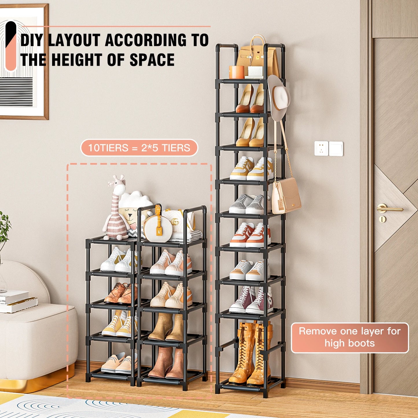 Hign Concerned Tall Space Saving Shoe Rack Organizer