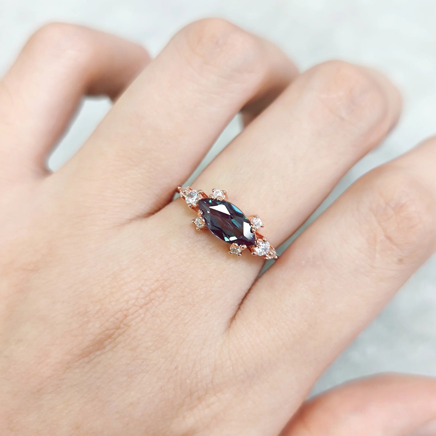 Gems Ballet Alexandrite Solitaire Engagement Ring Sterling