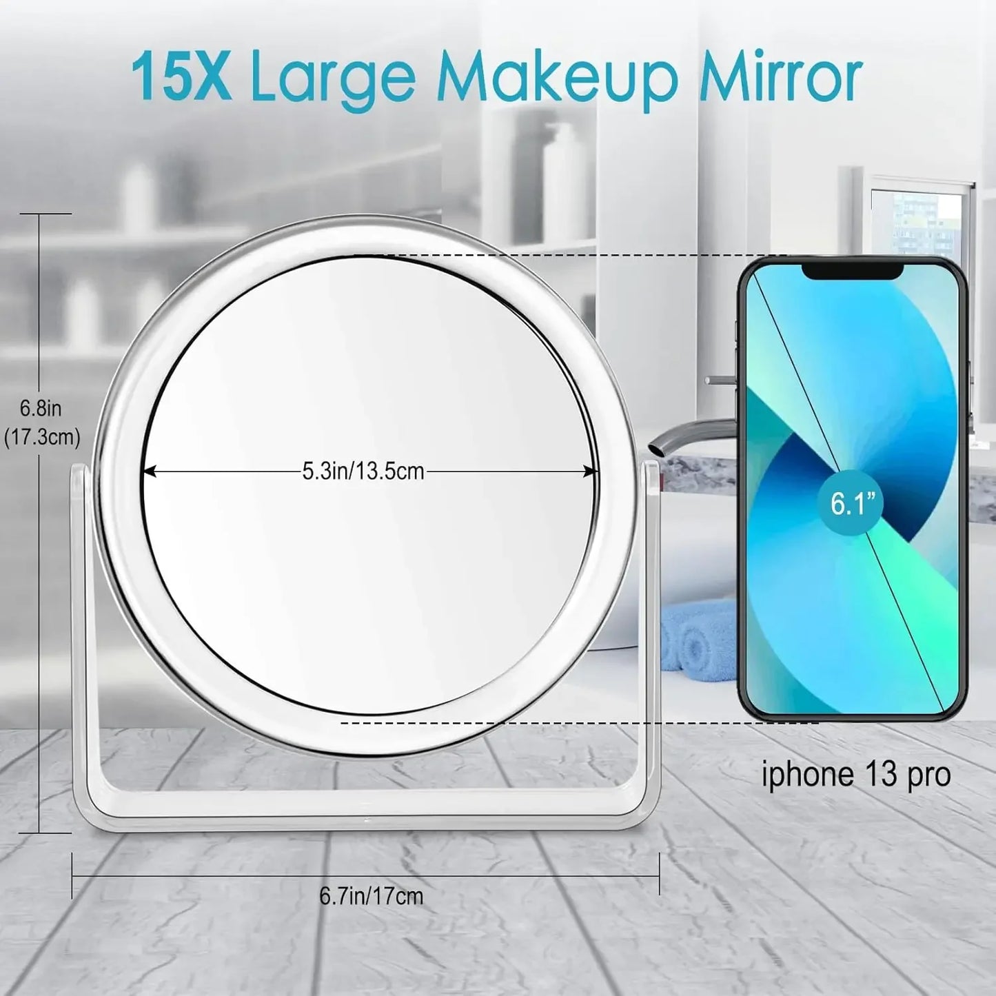 Hign-concerned 15X Vanity Mirror Double Sided Desk Magnifier
