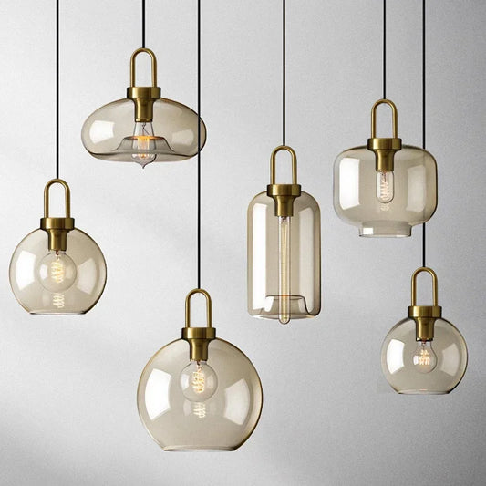 Oboerthurck Modern Glass Pendant Light Loft Industrial Lamp