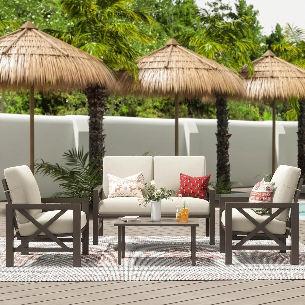 ANGDUO Outdoor Modern Metal Patio Furniture Set Collection