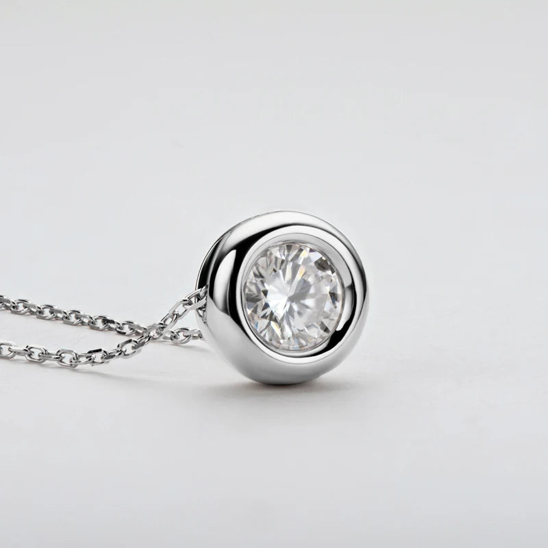 OXTAO Moissanite Pendant Necklace 925 Silver Clavicle Chain