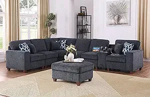 Sichuan Sectional Sofa With Movable Ottoman And Pillows