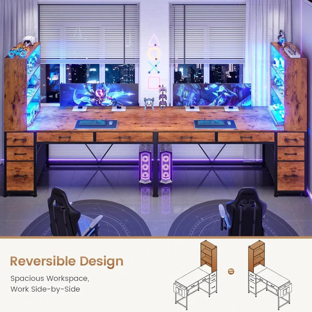 DAFIFY Computer Desk With 5 Drawers And Bookshelf Storage