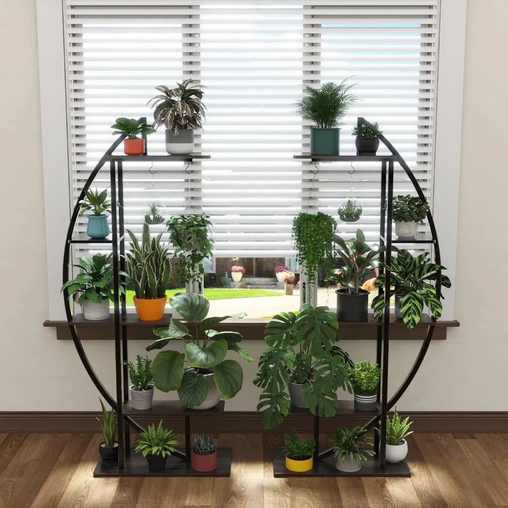 Tall Plant Stand Large Indoor Plant Shelf 71 Inch Metal Flower Rack with Hanging Hook Improved Design