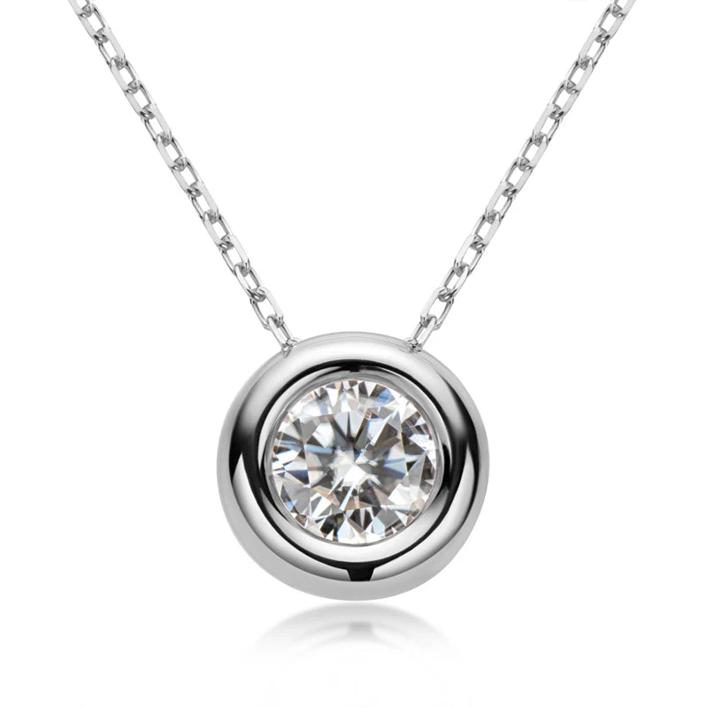 OXTAO Moissanite Pendant Necklace 925 Silver Clavicle Chain