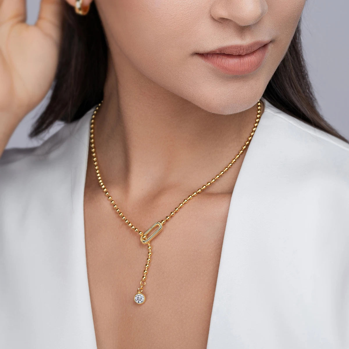 Sweet Blossoms Haven Moissanite Y Shape Necklace S925