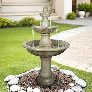 Sunjet Modern Concrete Outdoor Fountain 3 Tier Garden