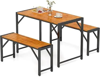 DAFIFY Outdoor Patio Dining Set With Acacia Wood Table