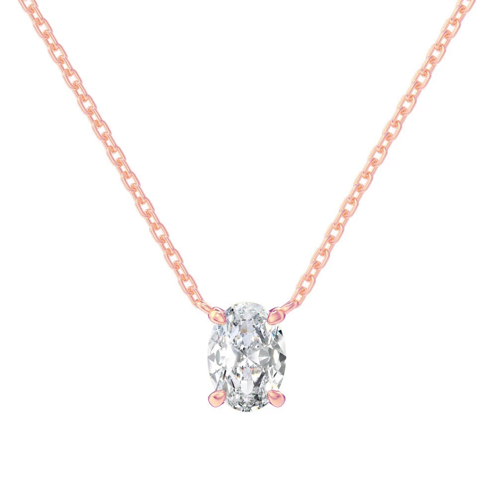 KUTPFC Moissanite Solitaire Oval Pendant Necklace Women