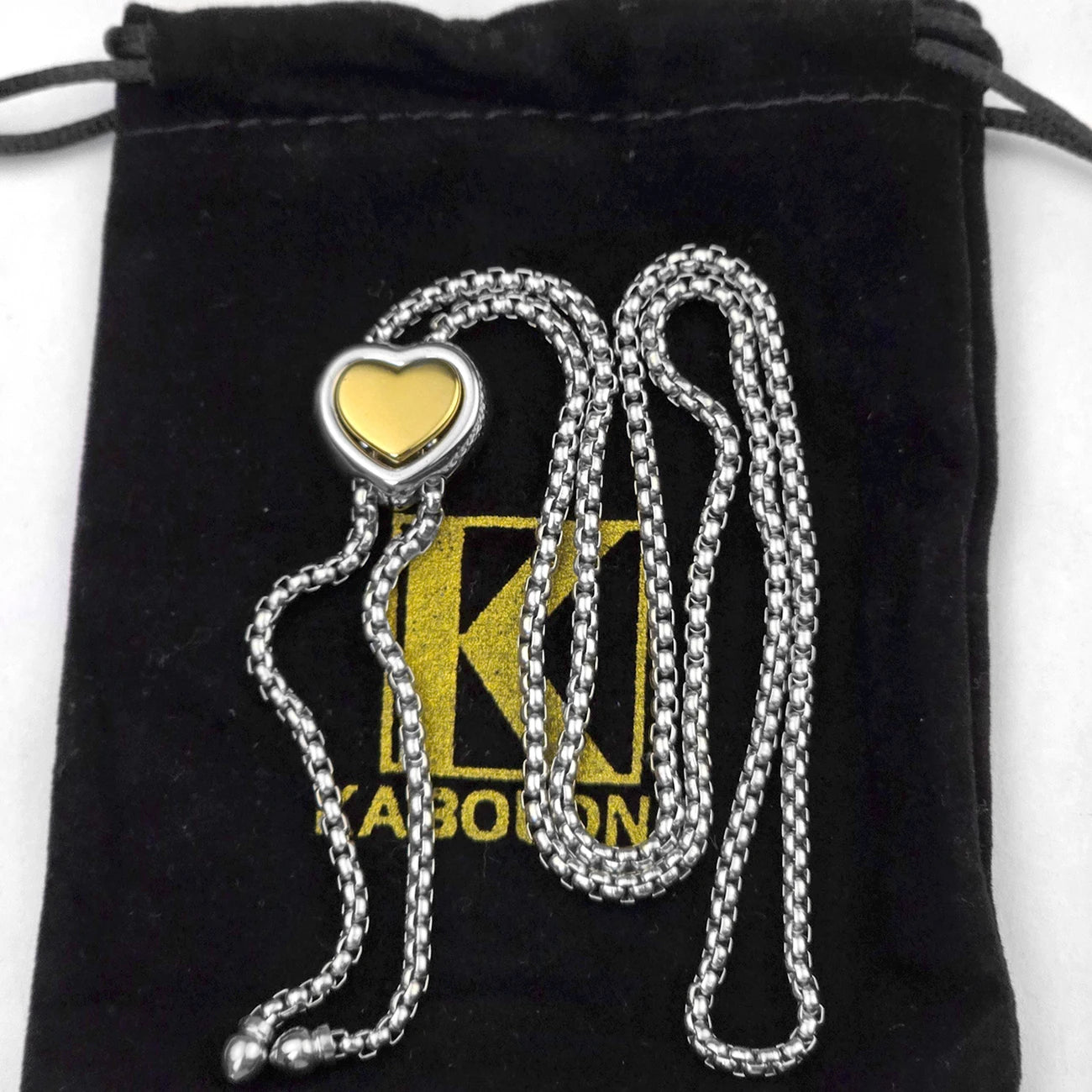 KABOLONG Stainless Steel Heart Necklace With Adjustable Y Shape