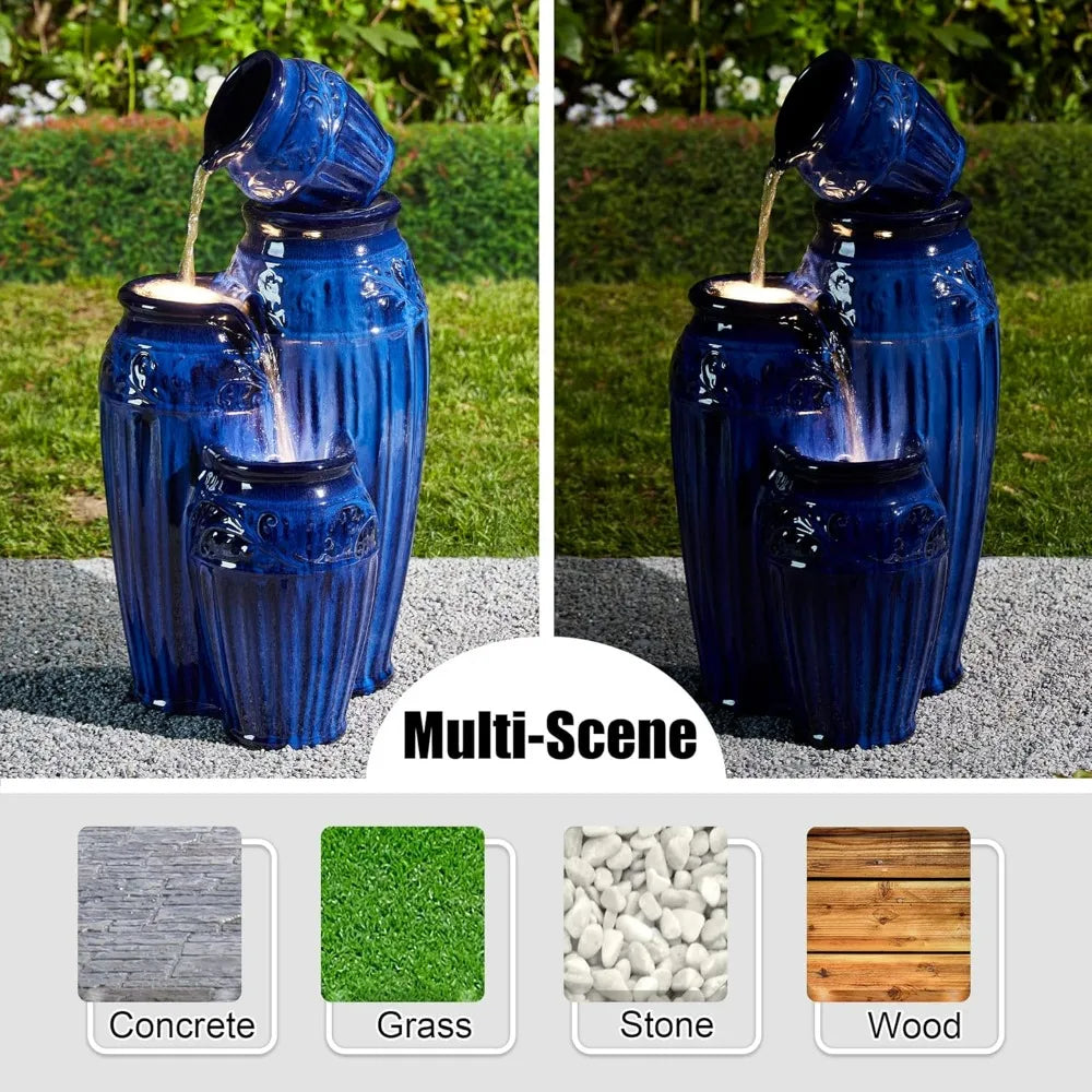 Glitzhome Outdoor Garden Water Fountain With Led Lights