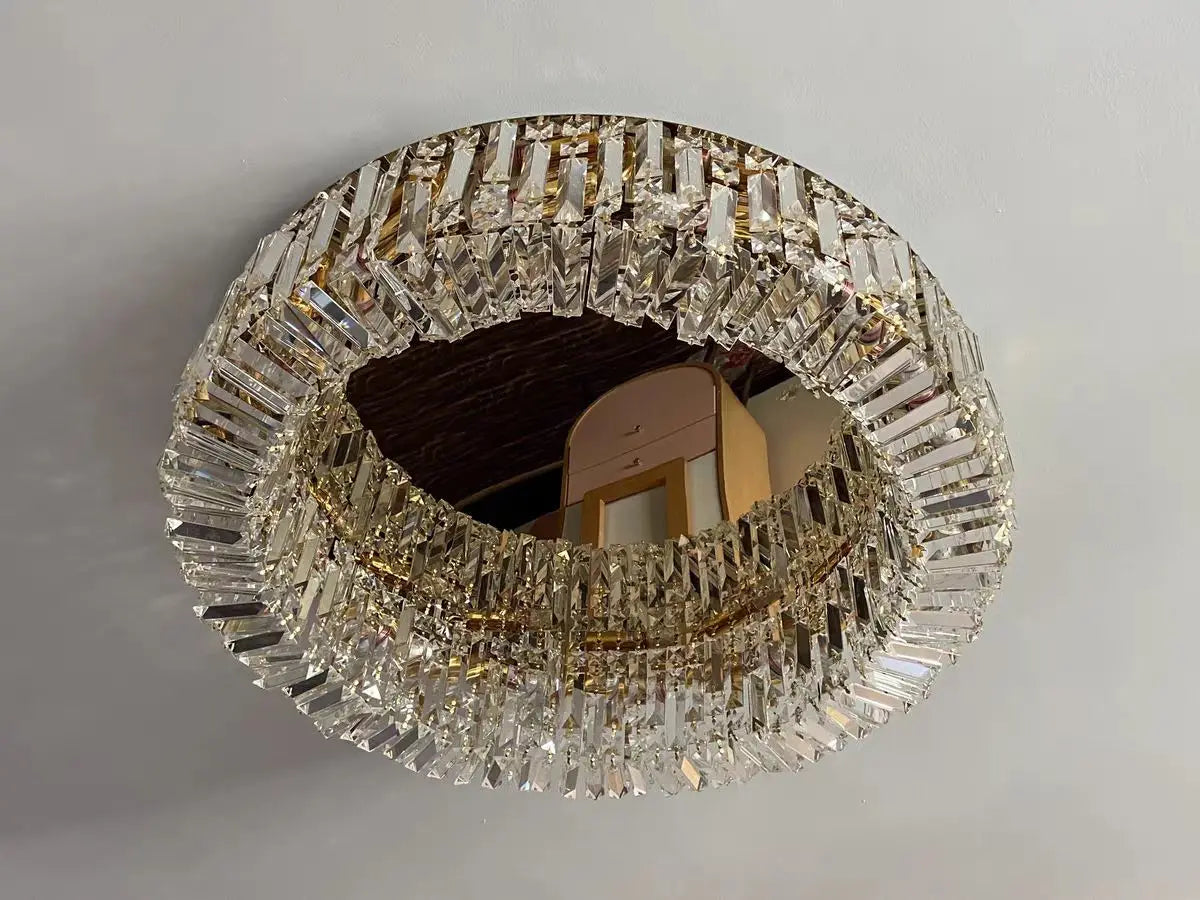 BleakNight Crystal Glass Round Ceiling Chandelier Modern Led