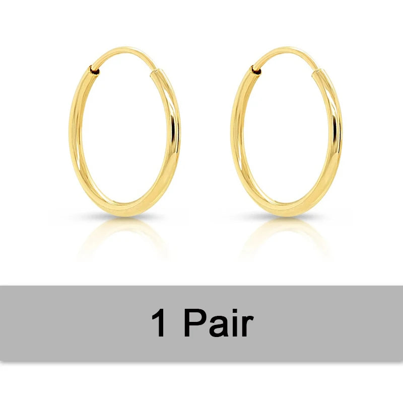 14K Gold Filled Endless Hoop Earrings 10 Size Gold Jewelry Gold Hoop Earrings Brincos Pendientes Oorbellen Boho Women Earrings