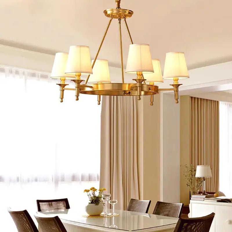OWEN LYCA Copper LED Chandelier With Fabric Shade E14 Base