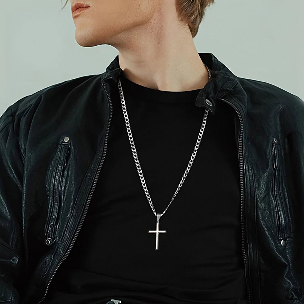 925 Sterling Silver Cross Necklace for Men Women Durable Cuban Crucifix Pendant Necklace Religious Jewelry Gift Ships from USA