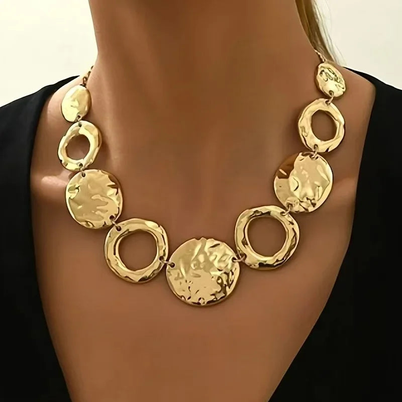 Sweet Blossoms Haven Hammered Geometric Layered Necklace