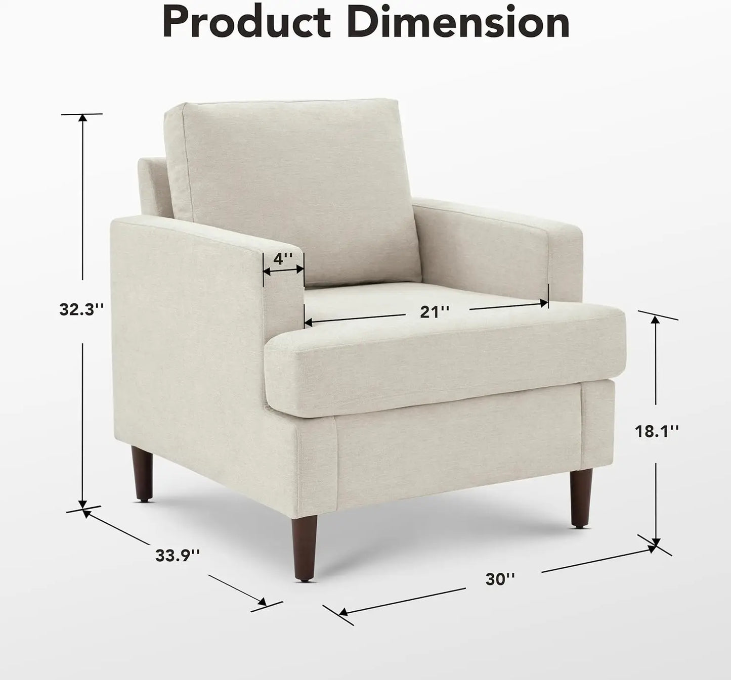 XMSJ Mid Century Linen Armchair For Living Room Cozy
