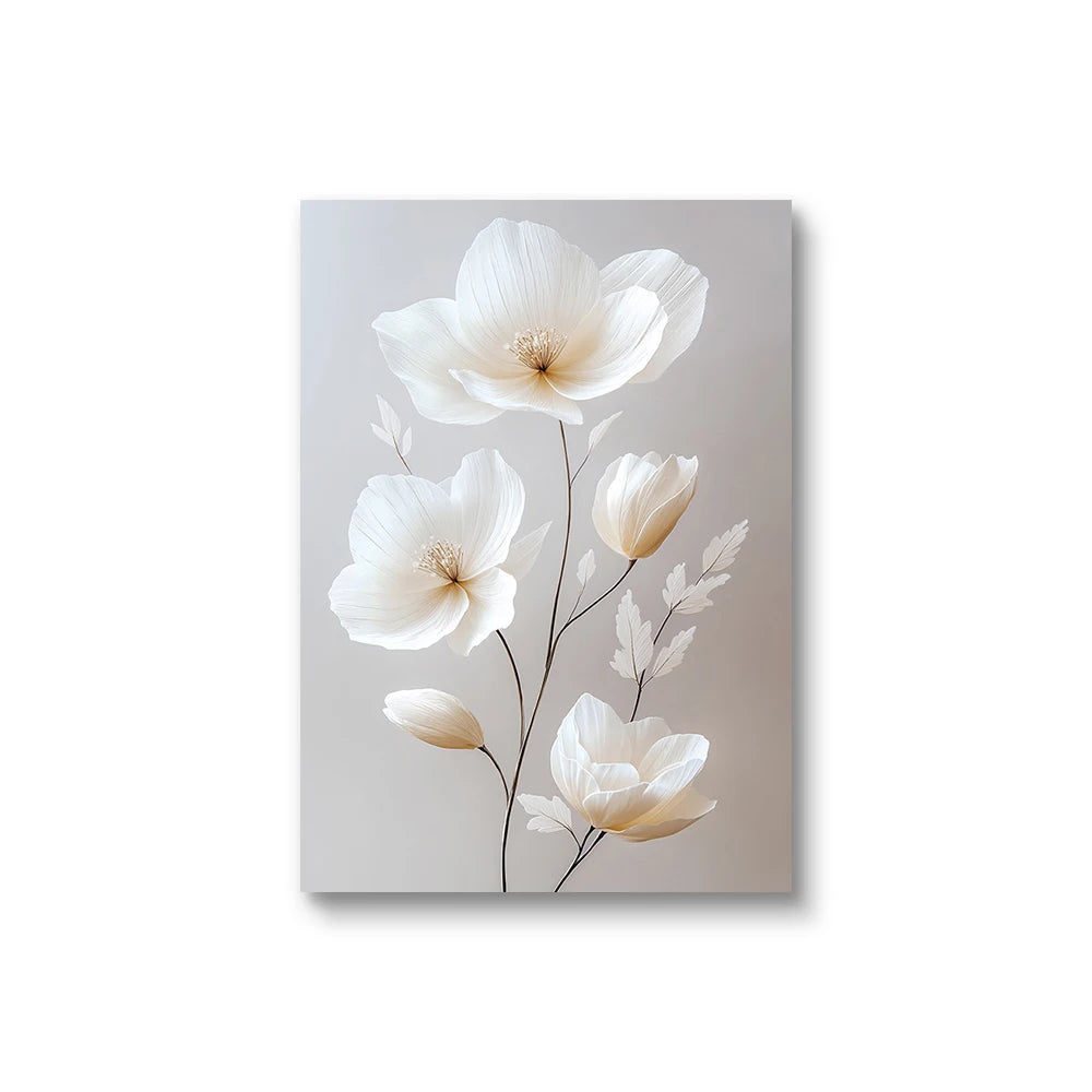 Scandinavian Beige Peony Flower Art Poster Modern Flower Botanical Wall Decor Beautiful Art Canvas Print Home Bedroom Decor