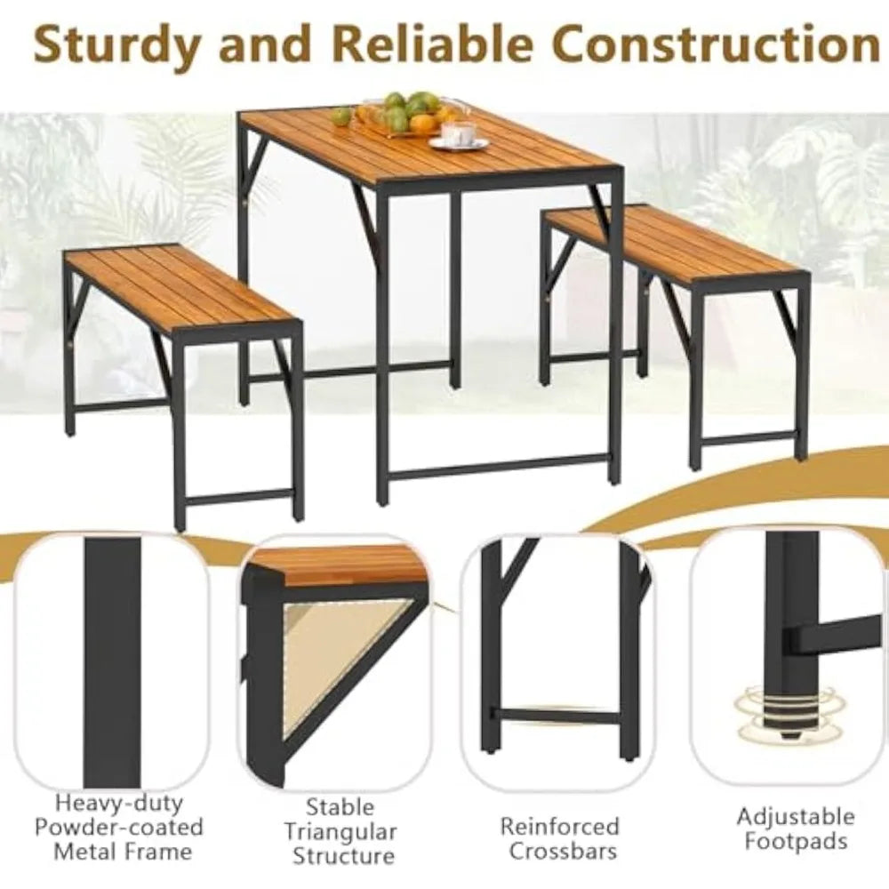 DAFIFY Outdoor Patio Dining Set With Acacia Wood Table
