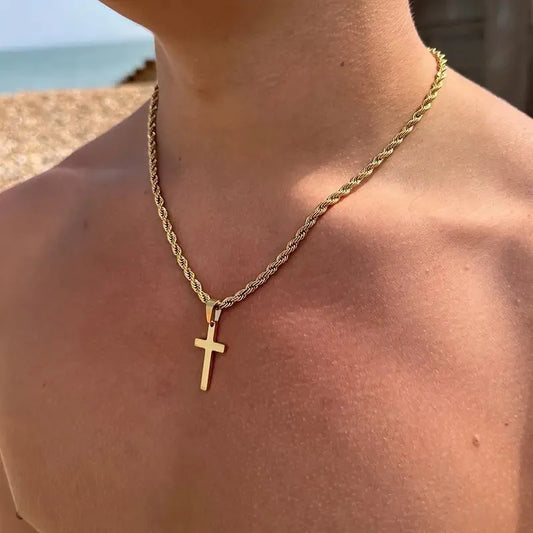 CN Stainless Steel Cross Pendant Necklace Unisex Gift