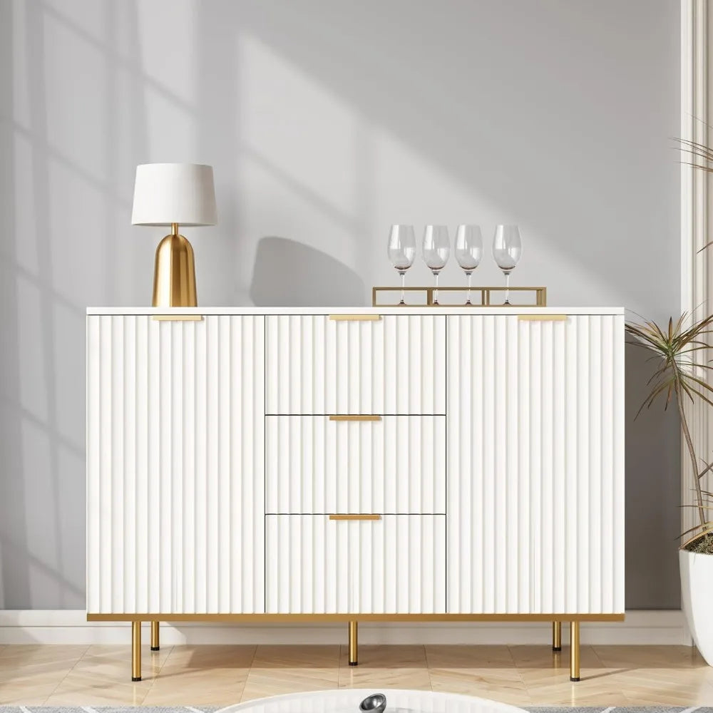 General Use Fluted Sideboard Cabinet With Doors And Drawers
