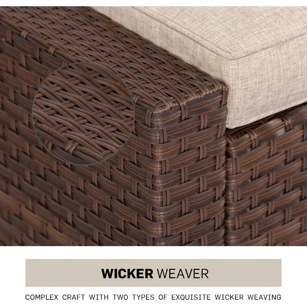 Guangbai Outdoor Set Wicker Conversation Glass Coffee Table