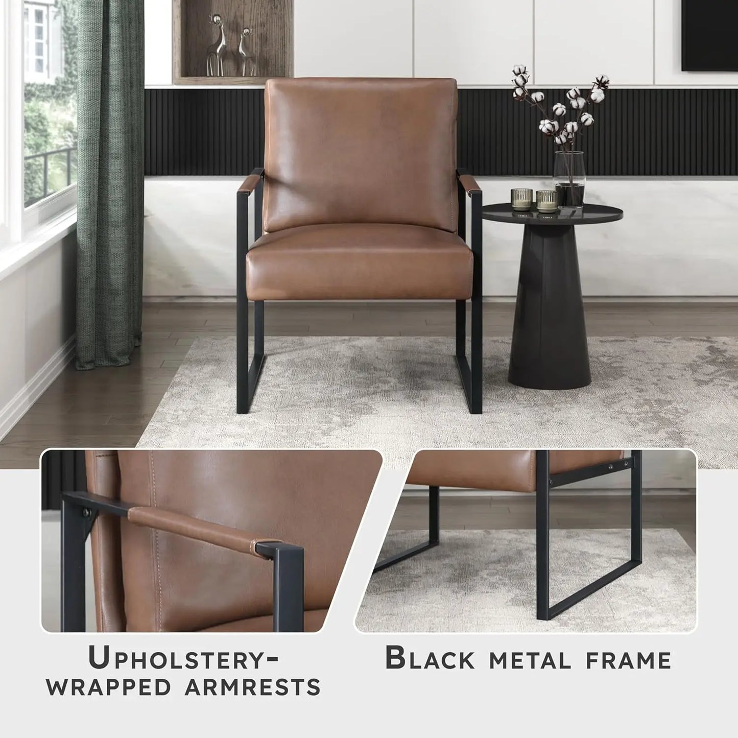 Sweet Blossoms Haven Modern Faux Leather Accent Chair