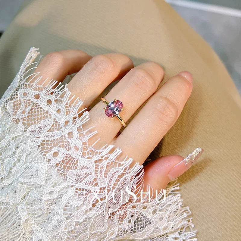 Sterling Silver 925 Zircon Ring Minimalist Pigeon Egg