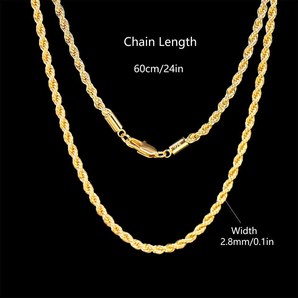 Twisted Rope Singapore Chain Necklace For Men And Women