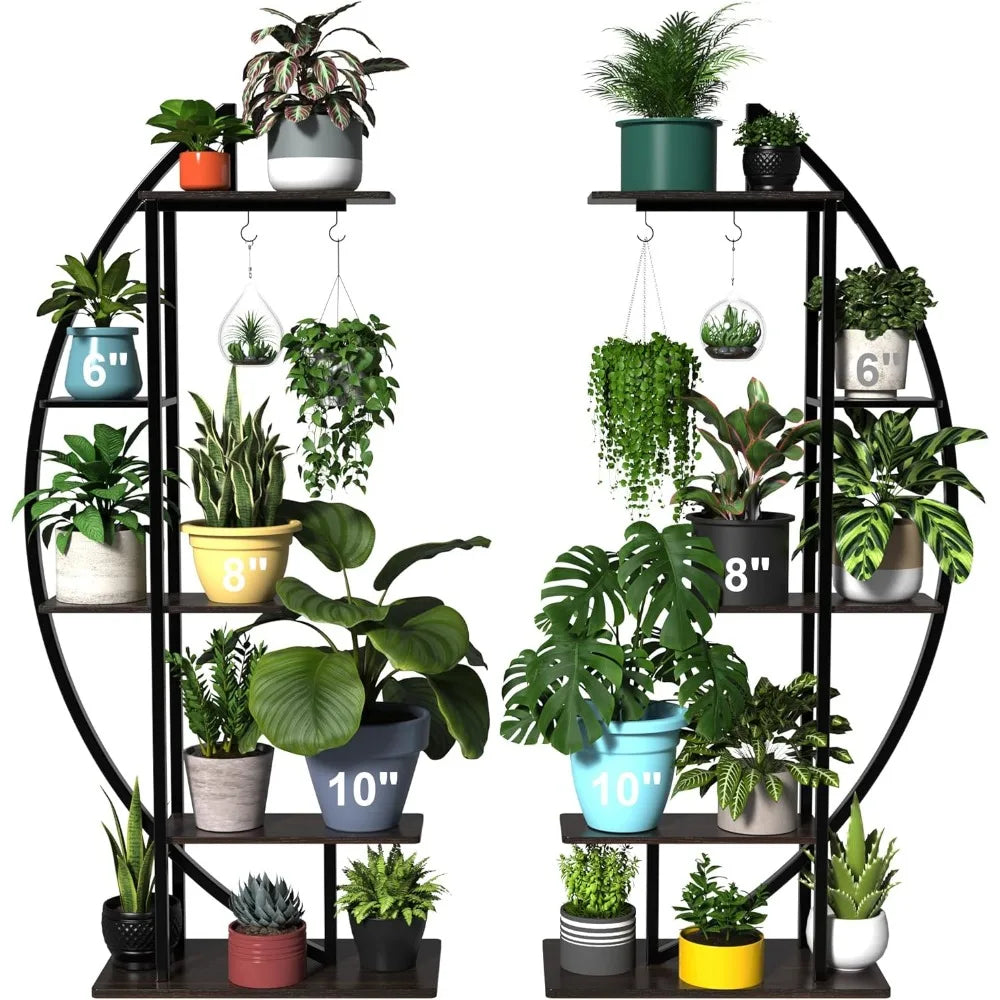 Tall Plant Stand Large Indoor Plant Shelf 71 Inch Metal Flower Rack with Hanging Hook Improved Design