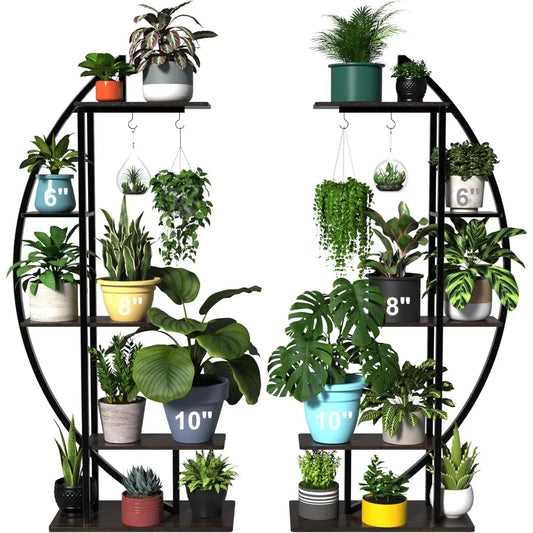 Tall Plant Stand Large Indoor Plant Shelf 71 Inch Metal Flower Rack with Hanging Hook Improved Design