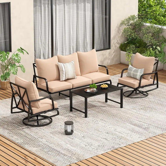 ANGDUO Outdoor Furniture Set 4 Piece Sofa Coffee Table